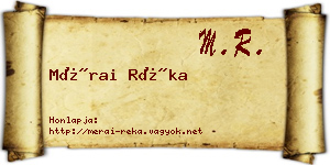Mérai Réka névjegykártya